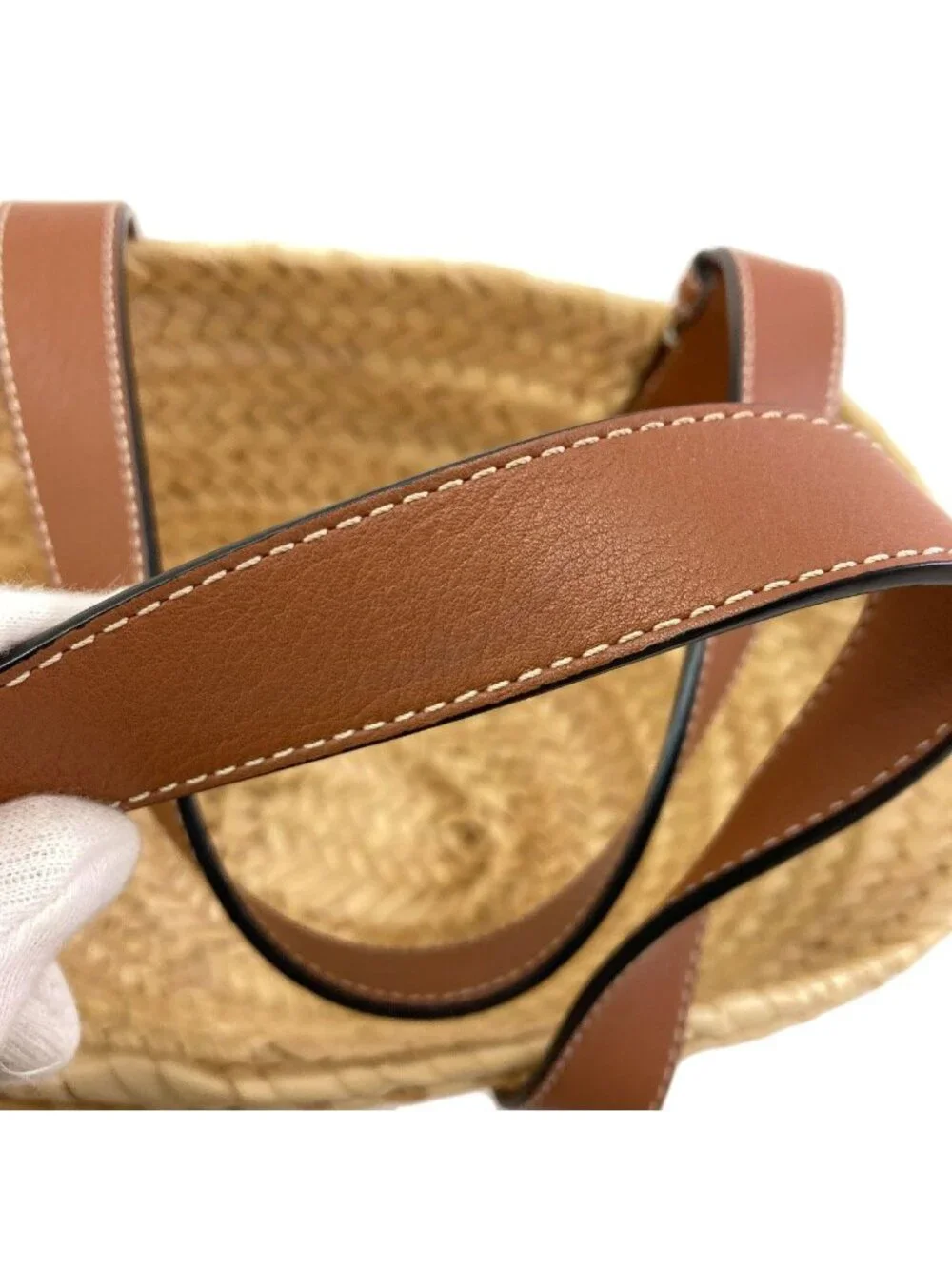 Loewe Basket Small Tote Bag Calfskin Palm Leaf